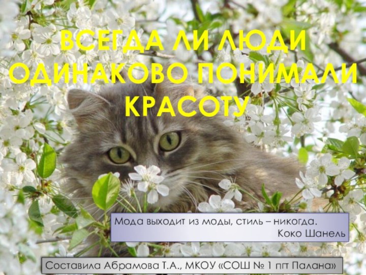 Всегда ли люди одинаково понимали красотуМода выходит из моды, стиль – никогда.Коко