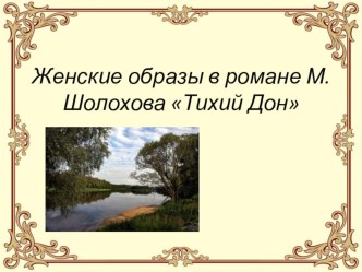 Презентация по литературе на тему Женские образы в романе М.А. Шолохова Тихий Дон