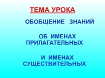 Презентация по русскому языку на тему:Обобщение знаний об именах прилагательных и именах существительных