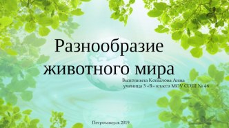 Презентация по окружающему миру на тему Разнообразие животного мира(3 класс)