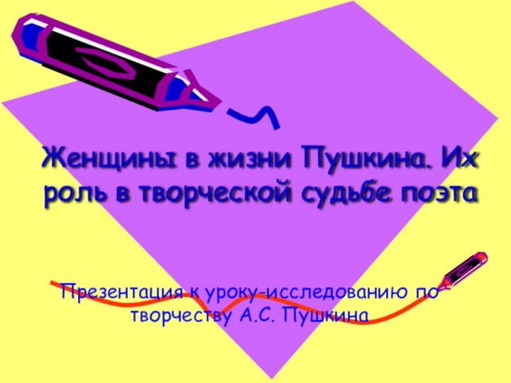 Женщины в жизни Пушкина. Их роль в творческой судьбе поэта Презентация к