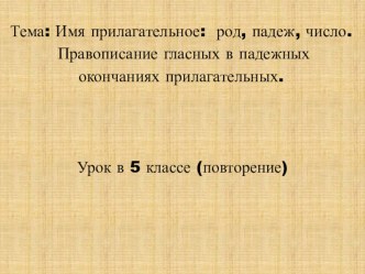 Презентация по русскому языку на тему Имя прилагательное ( 5 класс)