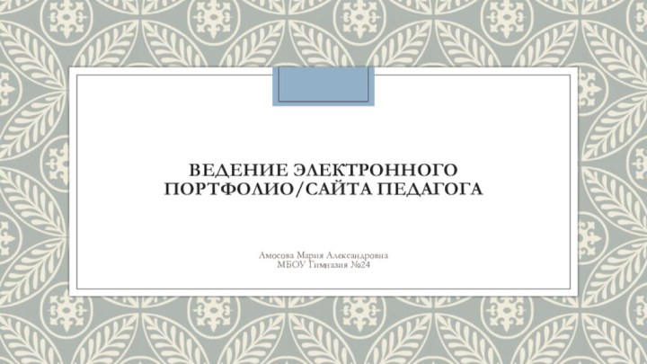 Ведение электронного портфолио/сайта педагогаАмосова Мария АлександровнаМБОУ Гимназия №24