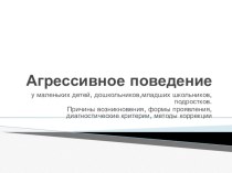 Агрессивное поведение у маленьких детей, дошкольников, младших школьников, подростков. Причины возникновения, формы проявления, диагностические критерии, методы коррекции