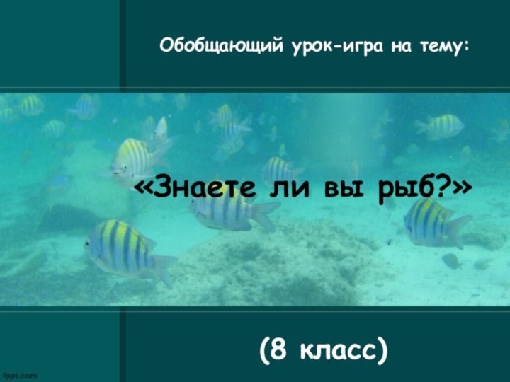 Обобщающий урок-игра на тему:«Знаете ли вы рыб?»(8 класс)