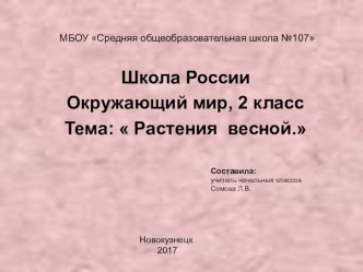 Презентация по окружающему миру на тему Растения весной (2 класс)