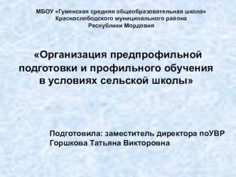 Организация предпрофильной подготовки и профильного обучения в условиях сельской школы