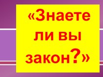 Презентация открытого занятия Закон и я