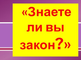 Презентация открытого занятия Закон и я