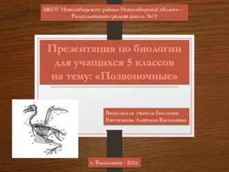 Презентация по биологии Позвоночные (5 класс)