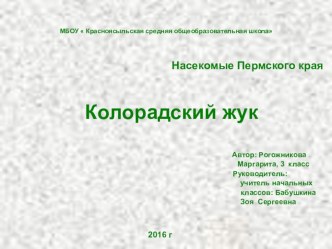 Презентация по окружающему миру по теме:  Колорадский жук. 3 класс.