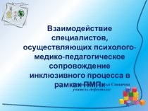 Взаимодействие специалистов, осуществляющих психолого-медико-педагогическое сопровождение инклюзивного процесса в рамках ПМПк