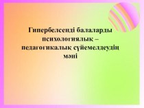 Гипербелсенді балаларды психологиялық – педагогикалық сүйемелдеудің мәні