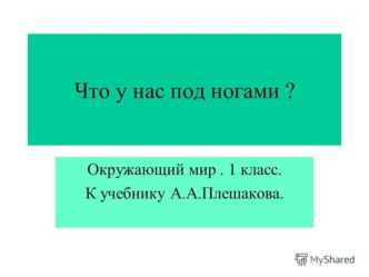 Презентация по окружающему миру Что у нас под ногами