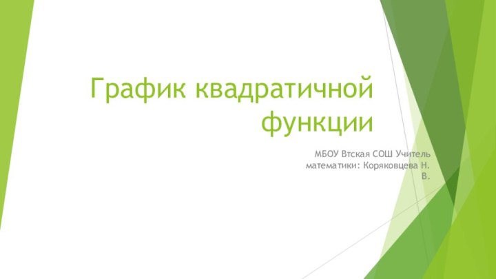 График квадратичной функцииМБОУ Втская СОШ Учитель математики: Коряковцева Н.В.