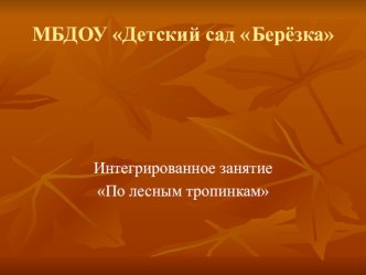 Презентация для использования в образовательной области Познавательное развитие По лесным тропинкам