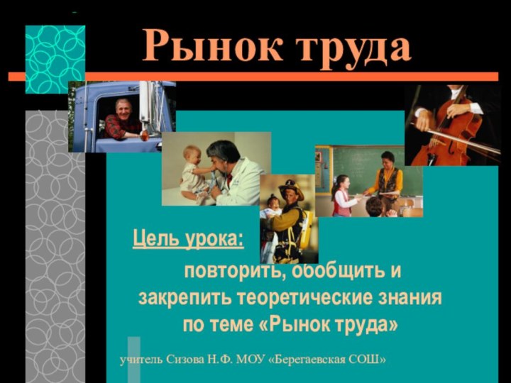 Рынок трудаЦель урока: повторить, обобщить и закрепить теоретические знания по теме «Рынок