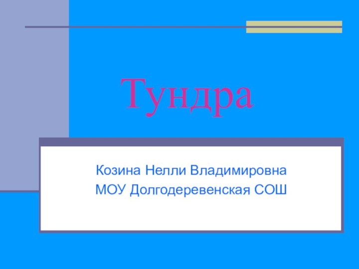 ТундраКозина Нелли ВладимировнаМОУ Долгодеревенская СОШ