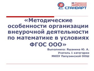 Презентация педагогического опыта по теме Организация внеурочной дейтельности по математике