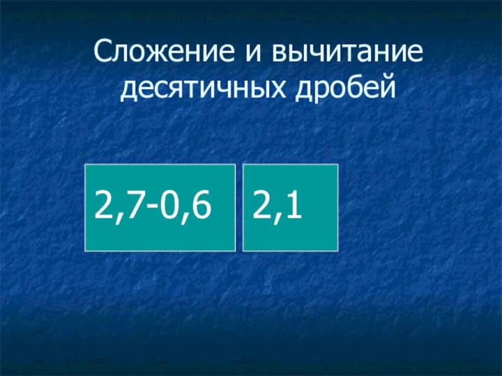 Сложение и вычитание десятичных дробей2,7-0,62,1