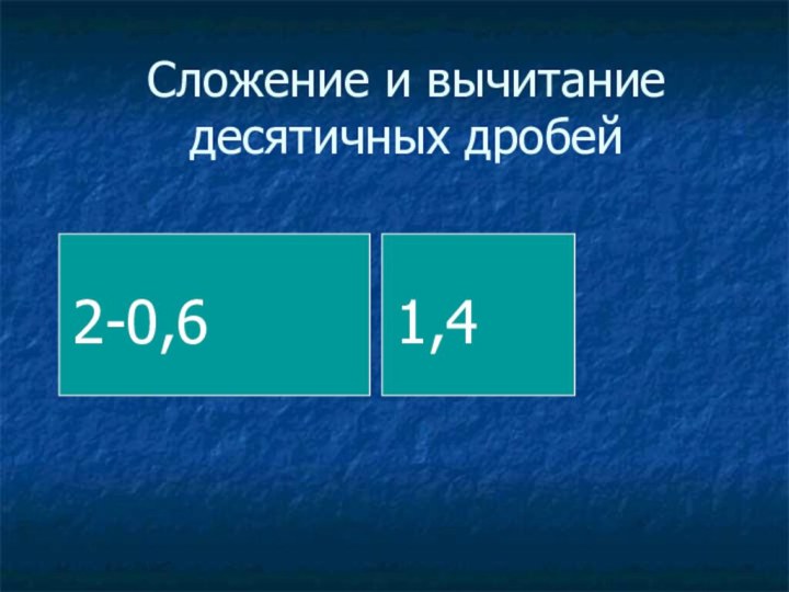 Сложение и вычитание десятичных дробей2-0,61,4