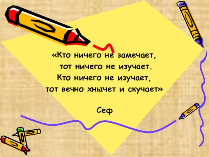 «Кто ничего не замечает, тот ничего не изучает. Кто ничего не изучает,