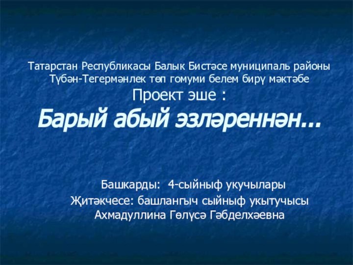 Татарстан Республикасы Балык Бистәсе муниципаль районы Түбән-Тегермәнлек төп гомуми белем бирү мәктәбе