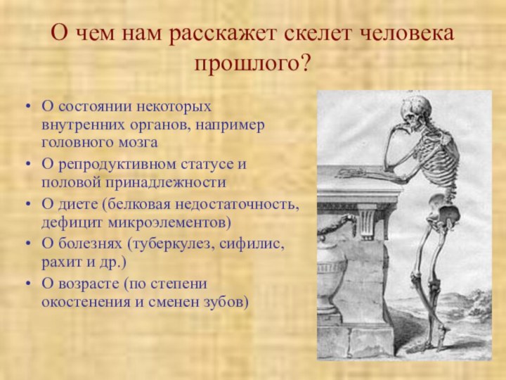 О чем нам расскажет скелет человека прошлого?О состоянии некоторых внутренних органов, например