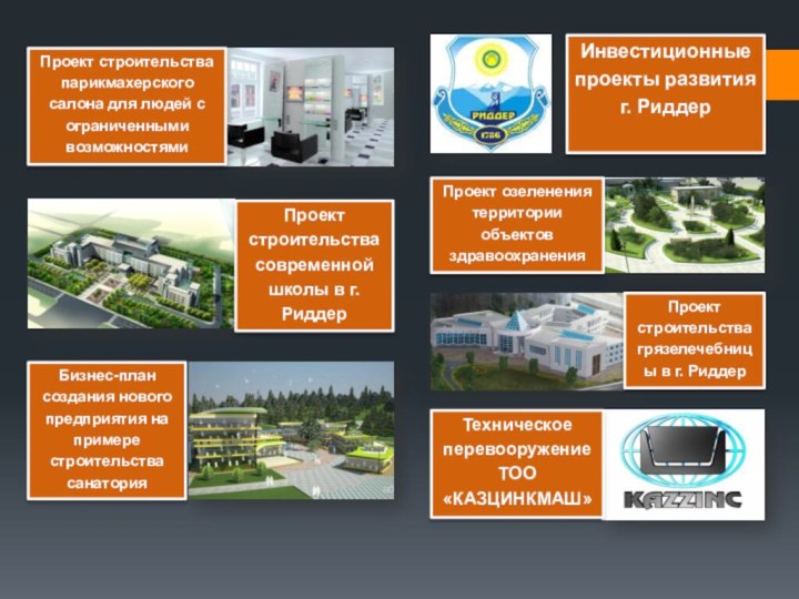 Проект строительства грязелечебницы в г. РиддерПроект строительства современной школы в г. РиддерБизнес-план