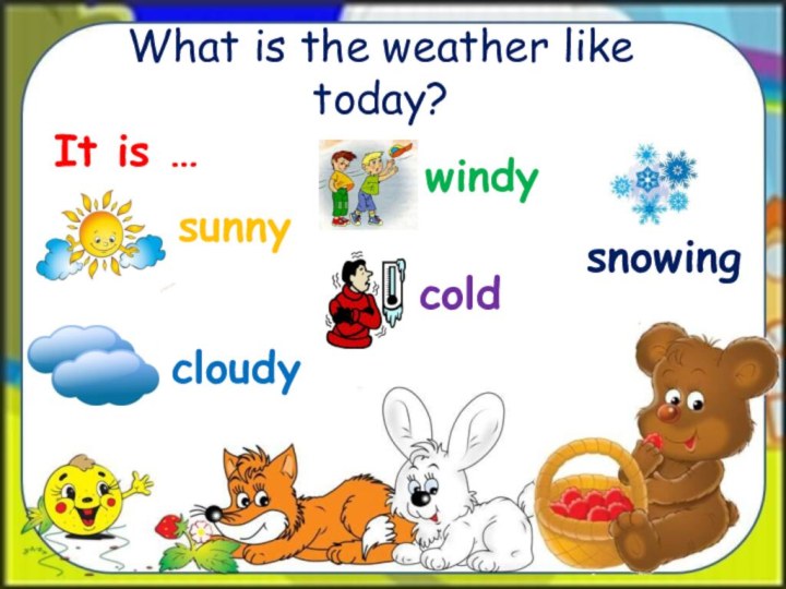 What is the weather like today?It is …sunnycloudywindycoldsnowing