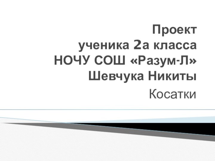 Проект ученика 2а класса НОЧУ СОШ «Разум-Л» Шевчука НикитыКосатки