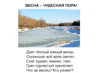 Презентация по чтению на тему Весна-чудесная пора (3 класс)