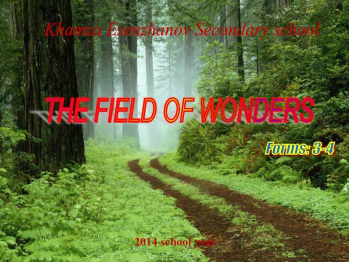 THE FIELD OF WONDERS Forms: 3-4 Khamza Esenzhanov Secondary school 2014 school year