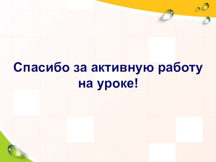 Спасибо за активную работу на уроке!