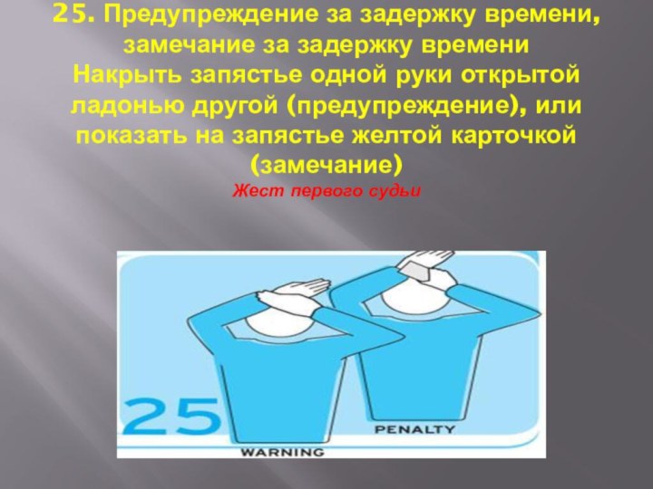 25. Предупреждение за задержку времени, замечание за задержку времени Накрыть запястье одной