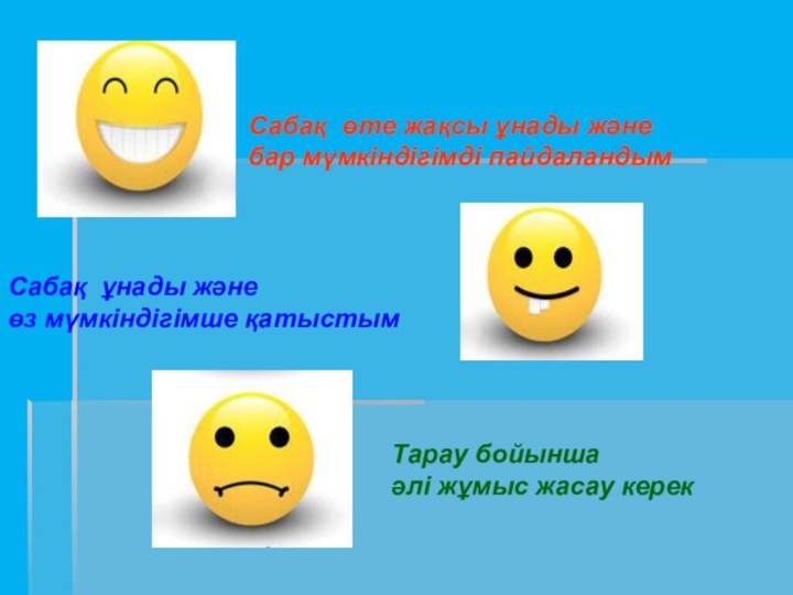 Сабақ өте жақсы ұнады және бар мүмкіндігімді пайдаландымСабақ ұнады және өз мүмкіндігімше