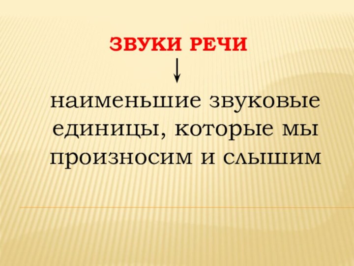 ЗВУКИ РЕЧИ наименьшие звуковые единицы, которые мы произносим и слышим