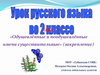 Презентация по русскому языку во 2 классе на тему Одушевлённые и неодушевлённые имена существительные (закрепление)