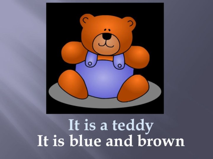 It is a teddyIt is blue and brown