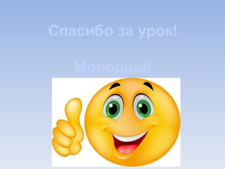 Спасибо за урок!Молодцы!