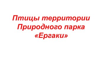 Птицы территории Природного парка Ергаки