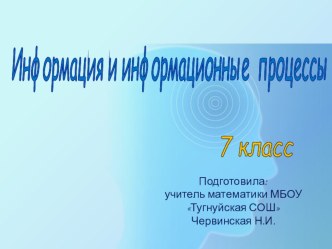 Презентация  Информационные процессы