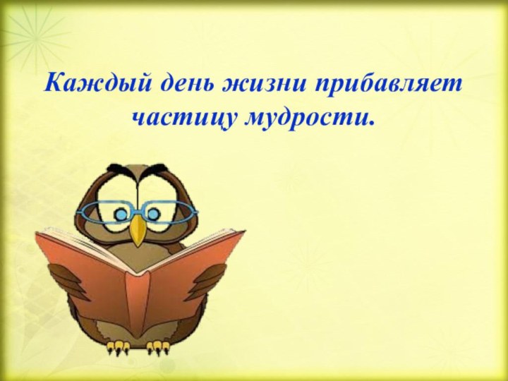 Каждый день жизни прибавляет частицу мудрости.