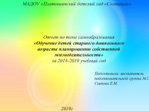 Отчет по теме самообразованияОбучение детей старшего дошкольного возраста планированию собственной жизнедеятельности