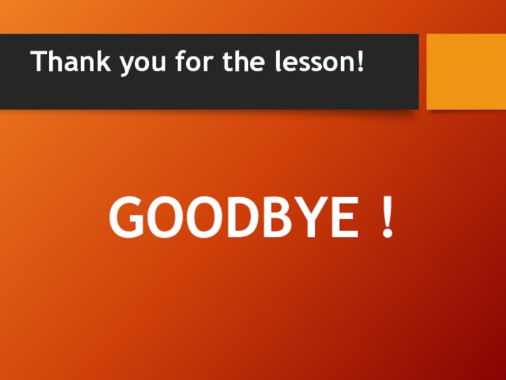 Thank you for the lesson!GOODBYE !