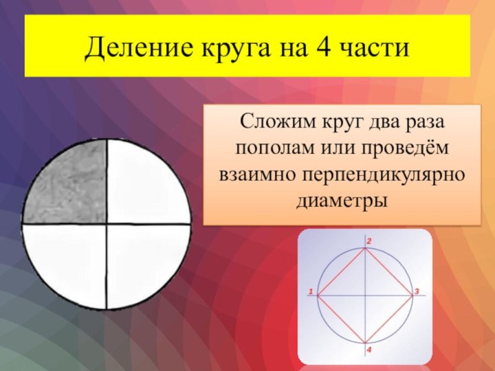 Деление круга на 4 части в старшей. Круг разделенный на части. Разделить окружность на 4 части. Деление круга на 4 части. Деление окружности на части.