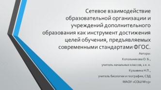 Сетевое взаимодействие образовательной организации и учреждений дополнительного образования