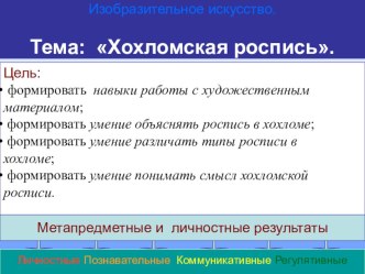 Презентация по ИЗО на тему Хохломская роспись