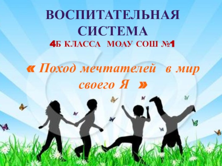 ВОСПИТАТЕЛЬНАЯ СИСТЕМА 4Б КЛАССА МОАУ СОШ №1« Поход мечтателей в мир своего Я »