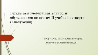 Качество успеваемости за 1 полугодие